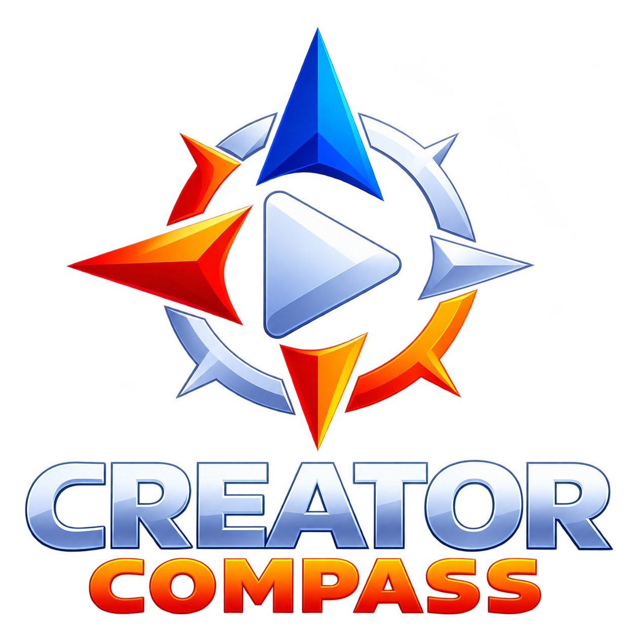 Creator Compass — original compass and play symbol with lettering
